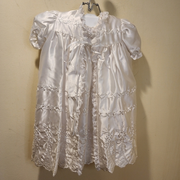 White Baby's Baptism Christening Dress 0-6 months 3 pieces - Picture 11 of 14